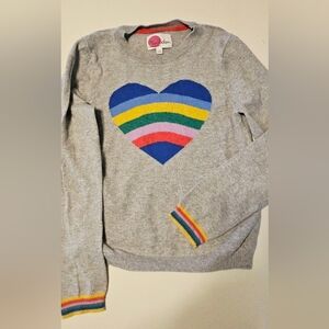 Mini Boden Gray and Blue Heart Sweater